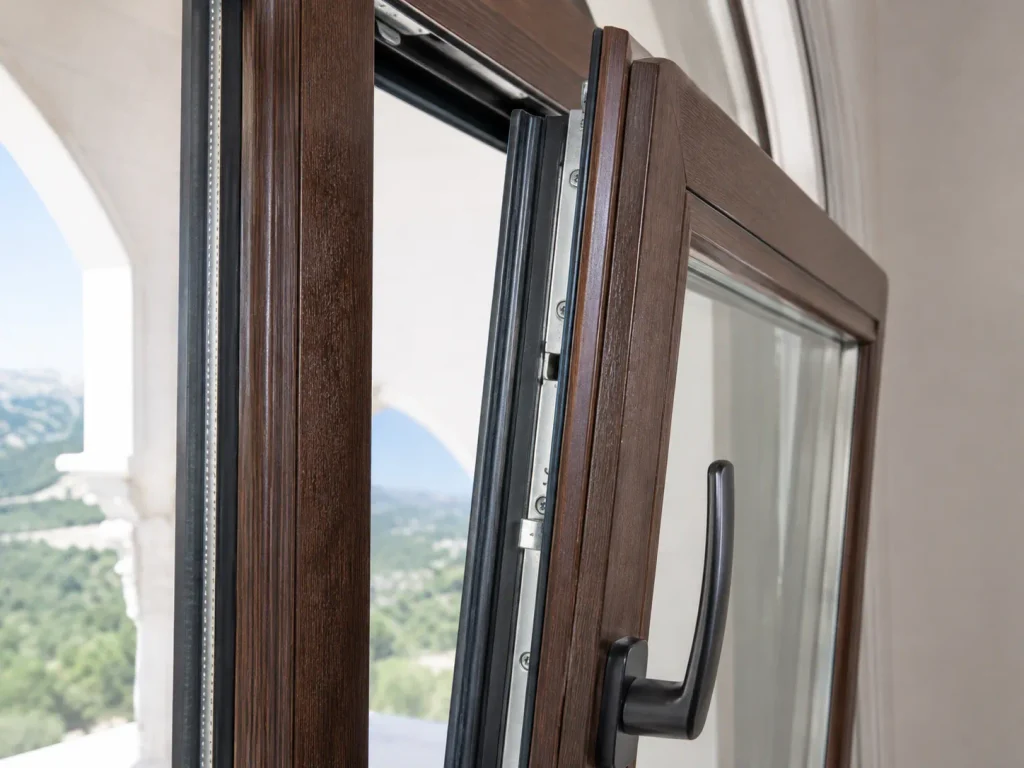 تفاصيل مقطع شباك uPVC والزجاج