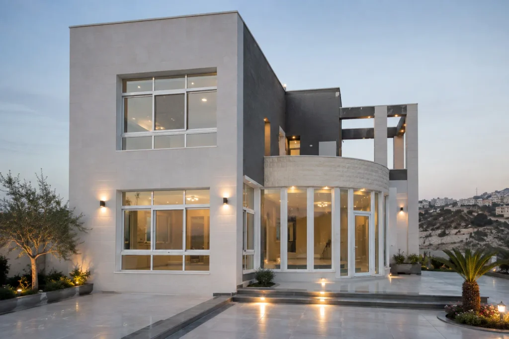 شبابيك uPVC دبل زجاج لمنزل في الأردن